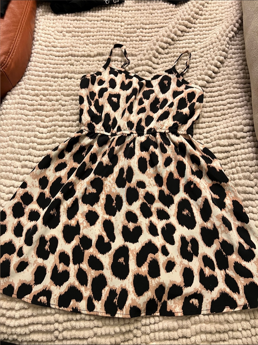 SHEIN Leopard Print Spaghetti Strap Dress - Black & Tan